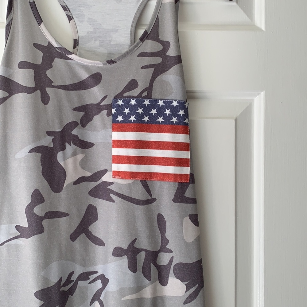 Camo Racerback Tank With American 🇺🇸 - Picture 2 of 4
